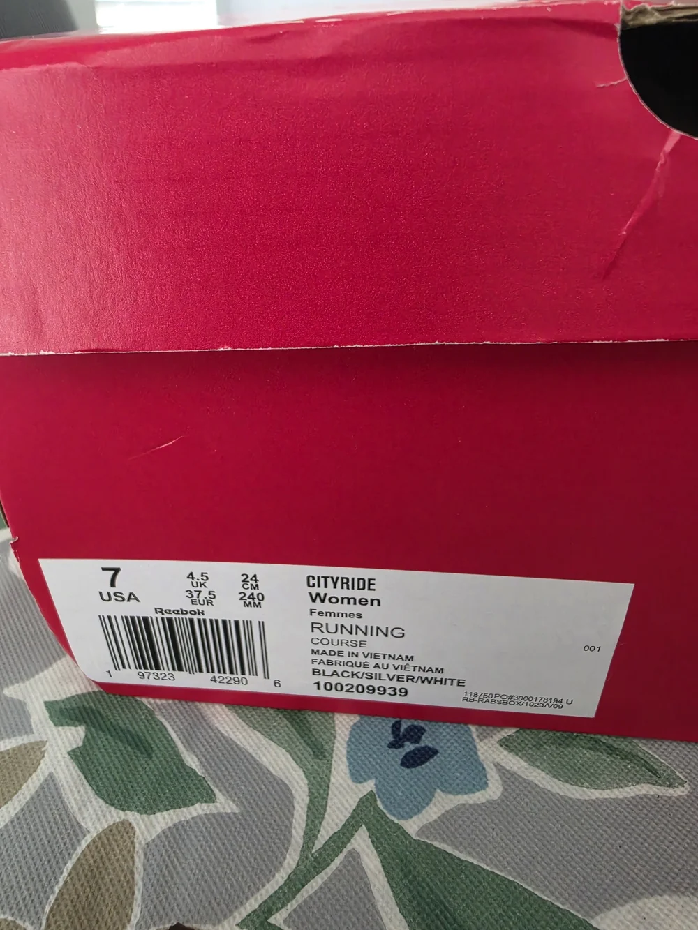 Reebok Cityride Women’s Running Shoes Black/White Size 7 – Brand New